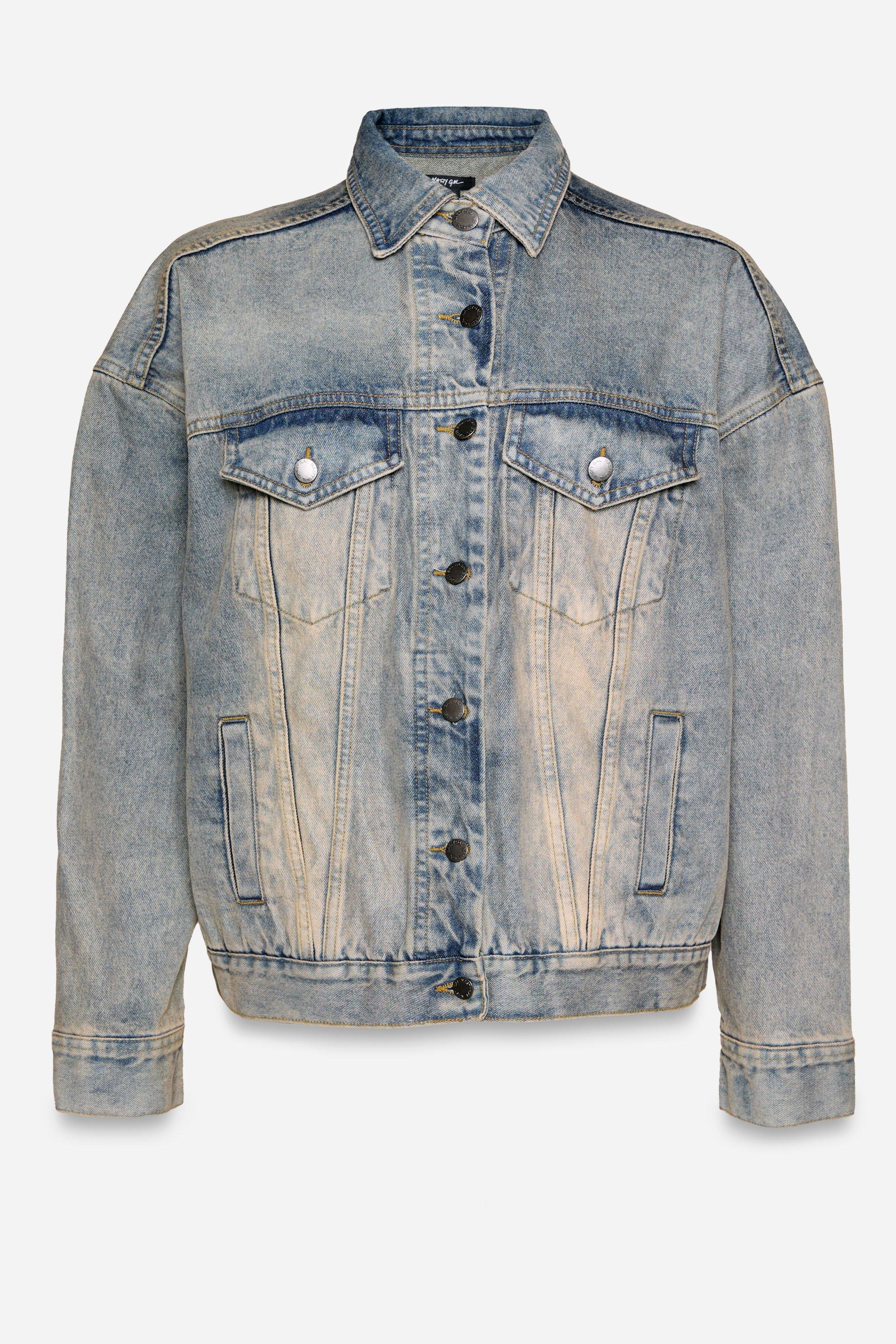 Nasty Gal Womens The Denim Oversized Jacket Acid Wash Light Blue